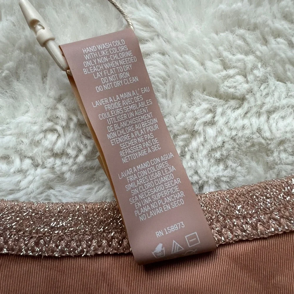 Skims Metallic Swim High Waisted Bikini Bottom Rose Gold SW-BKN-0108 Size 4X NWT